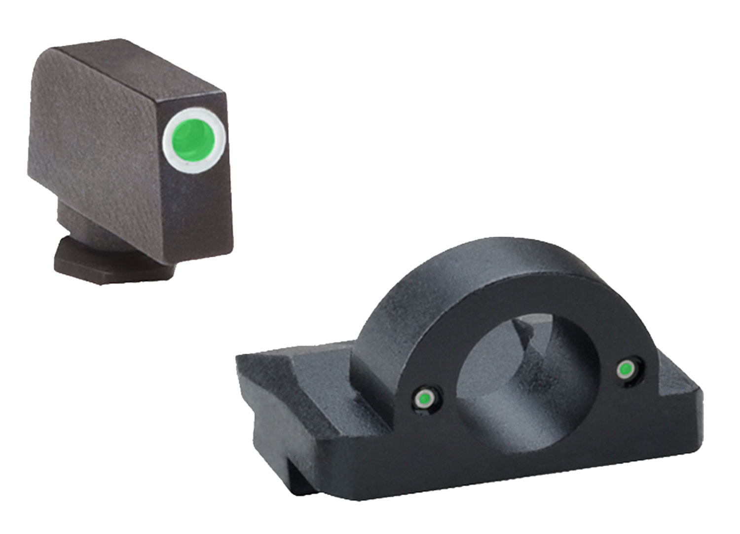 Ameriglo GL125 Ghost Ring Tritium Front/Rear Sights, Green Tritium/White Outline, Black Finish