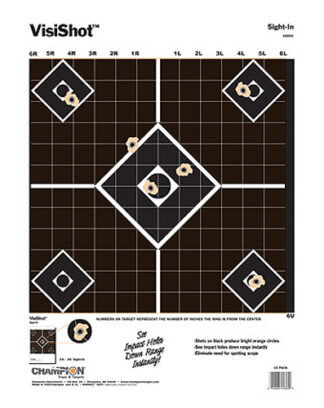 Champion Targets VisiShot Sight-In 5-Diamond Hanging Target 13 x 18 Black/White, 10 Pack