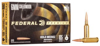 Federal Gold Medal 6mm Creedmoor 105gr Berger Hybrid BTHP, 20 Rounds Per Box