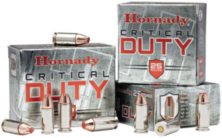Hornady FlexLock Critical Duty 9mm +P 135gr Nickel-Plated Brass, 25-Round Box