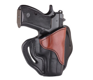 1791 Gunleather BH1 Belt Holster Brown on Black Leather, RH, OWB