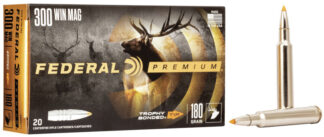 Federal Premium .300 Winchester Magnum 180 gr Trophy Bonded Hollow Point, Nickel-Plated Brass, 20-Round Box