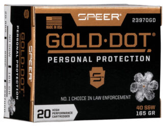 Speer Gold Dot .40 S&W 165 Grain GDHP Ammunition, 20 Rounds