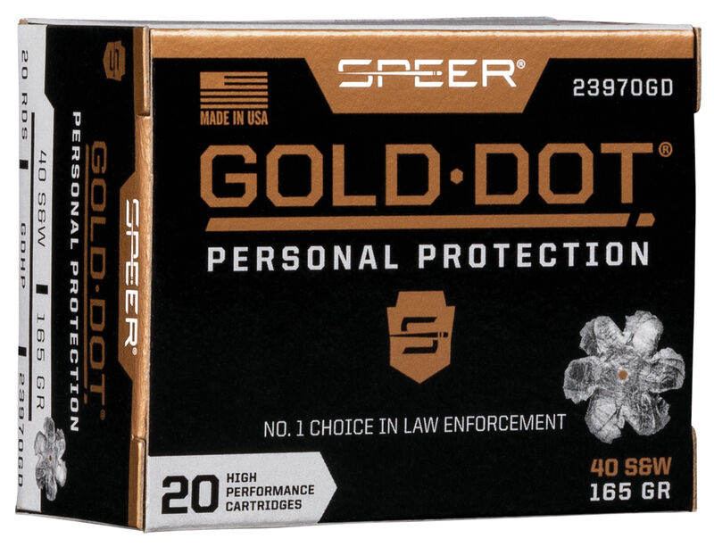 Speer Gold Dot .40 S&W 165 Grain GDHP Ammunition, 20 Rounds
