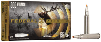 Federal Ammunition .300 Winchester Magnum 165gr Trophy Bonded Tip Ammo, Nickel-Plated Brass, 20 Rounds