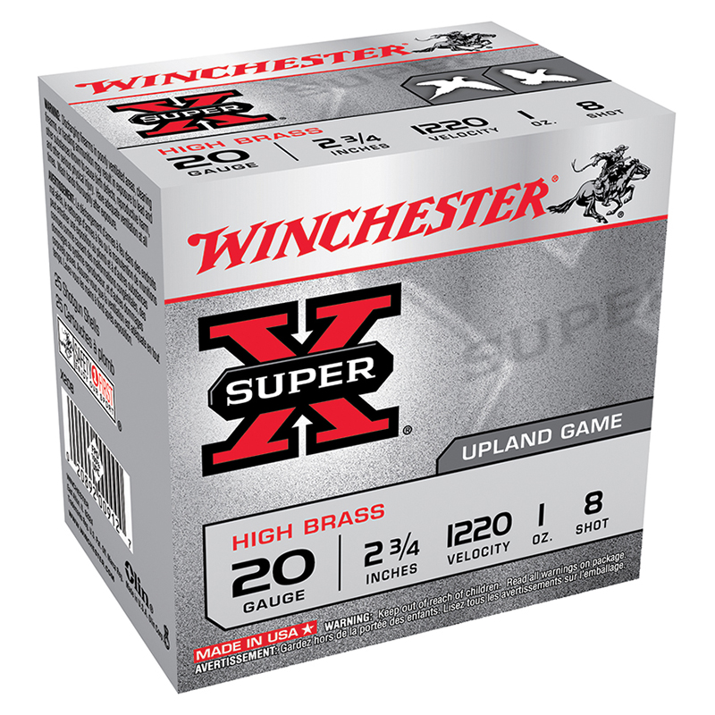 Winchester Super-X 20 Gauge 2.75 in High Brass #8 Lead Shot 1 oz 25 Rounds