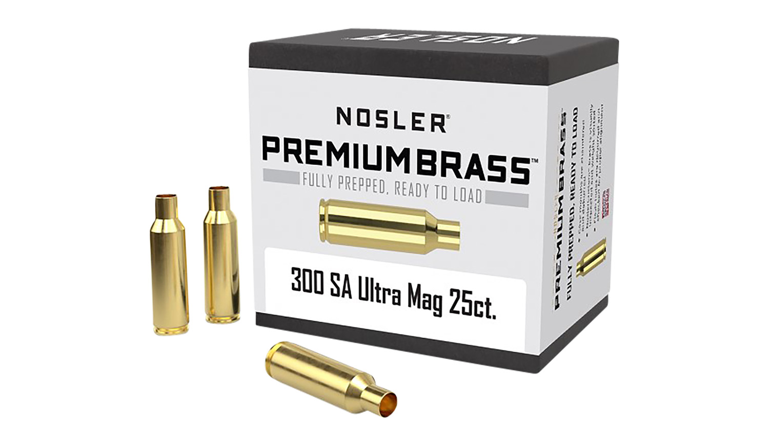 Nosler 300 Rem SA Ultra Mag Premium Brass Unprimed Rifle Cases, 25/Box