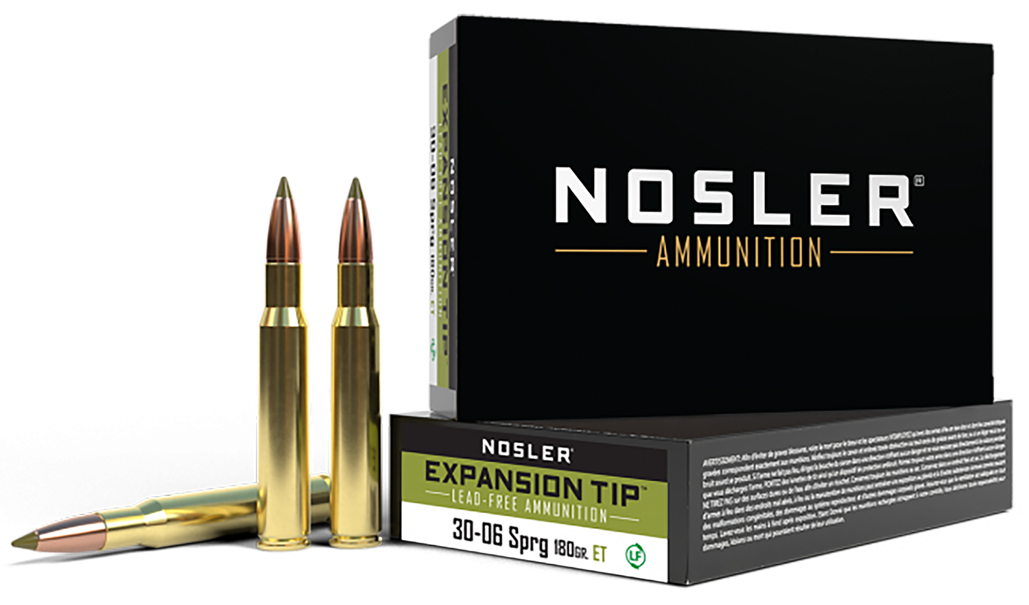 Nosler E-Tip .30-06 Springfield 180 gr Lead-Free Hunting Ammo, 20 Rounds Per Box