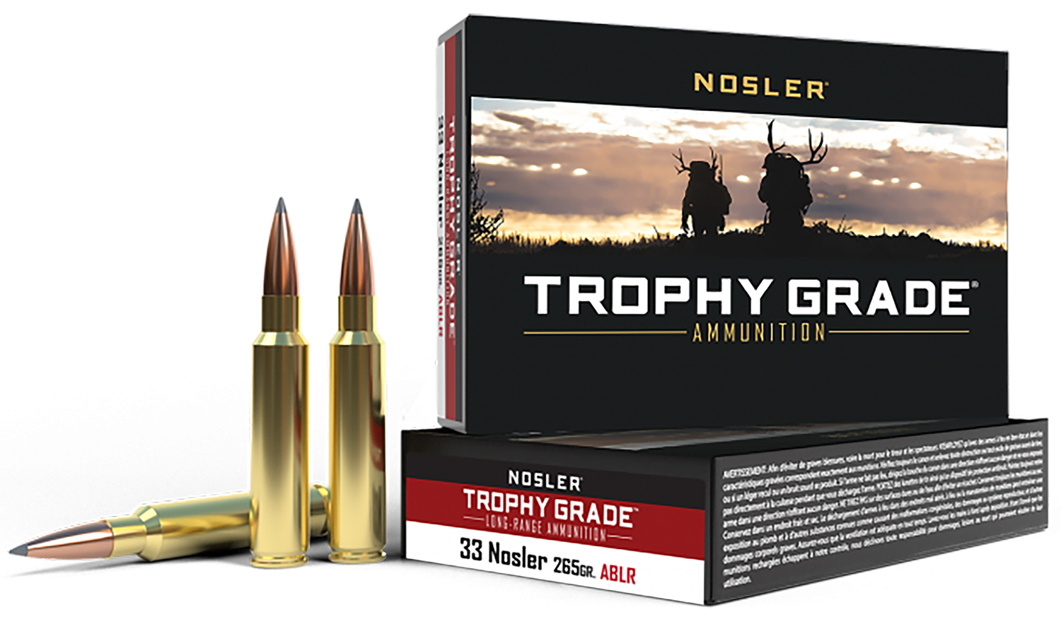 Nosler 60099 Trophy Grade Long-Range .33 Nosler 265 gr AccuBond Long Range, 20 Rounds Per Box