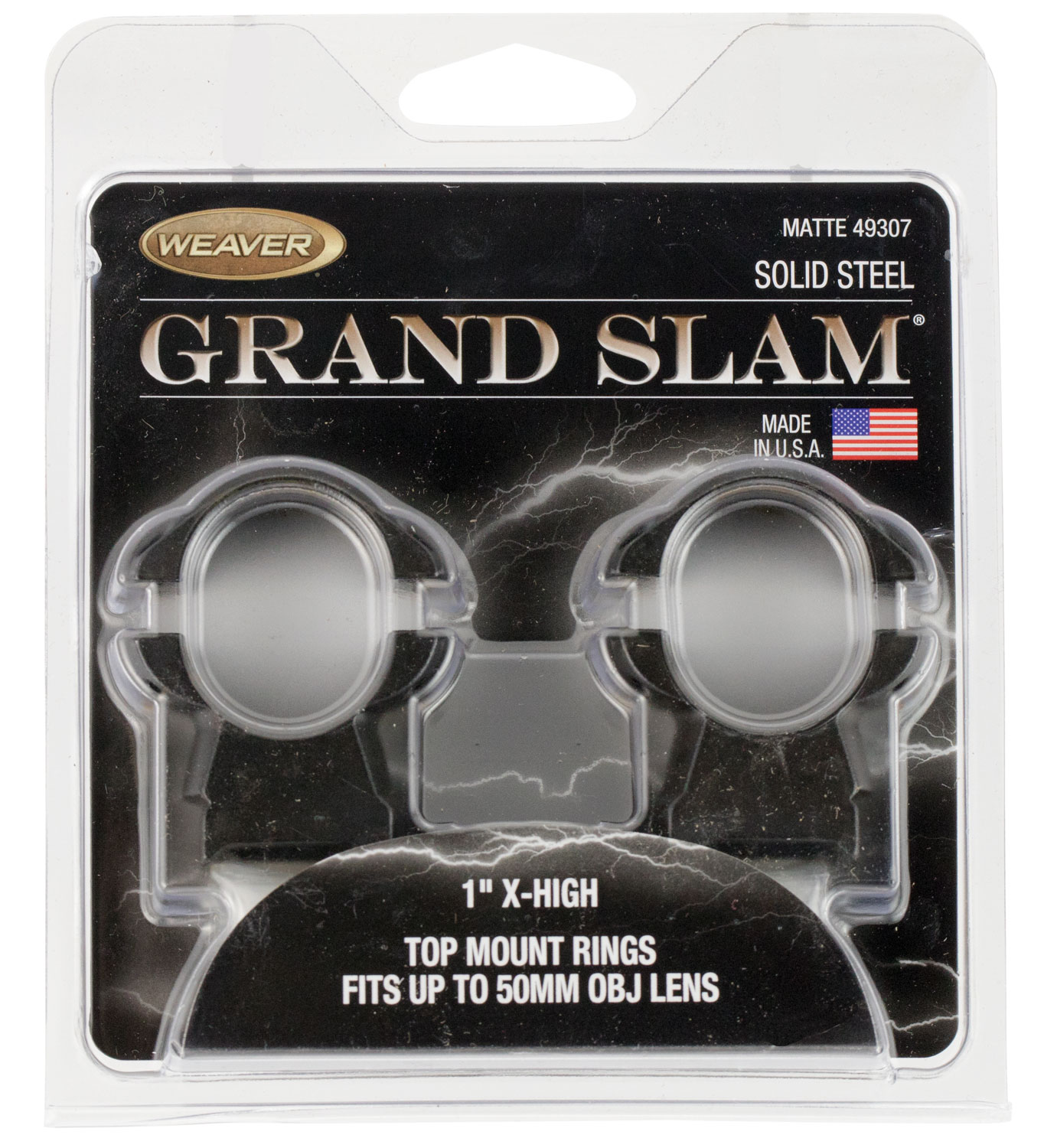 Weaver Grand Slam Ring Set 1" Extra High Matte Black Top Mount