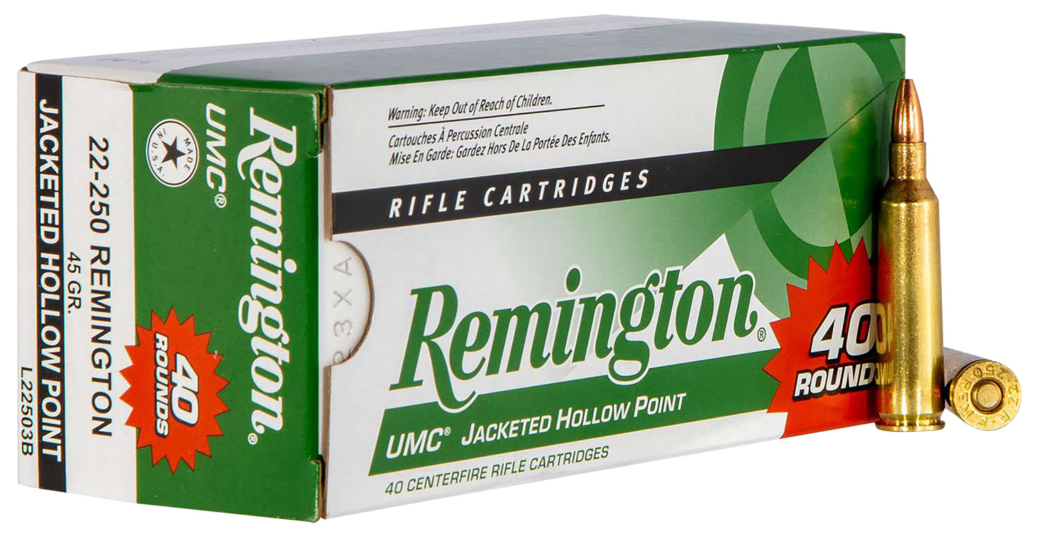 Remington UMC .22-250 Rem 45 Grain JHP Rifle Ammunition, 40 Rounds