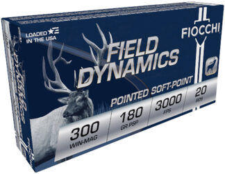 Fiocchi .300 Winchester Magnum 180 Grain PSP Field Dynamics, 20 Rounds Per Box