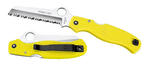 Spyderco Atlantic Salt 3.69 in Folder Sheepsfoot Serrated H2 Steel Yellow FRN Handle