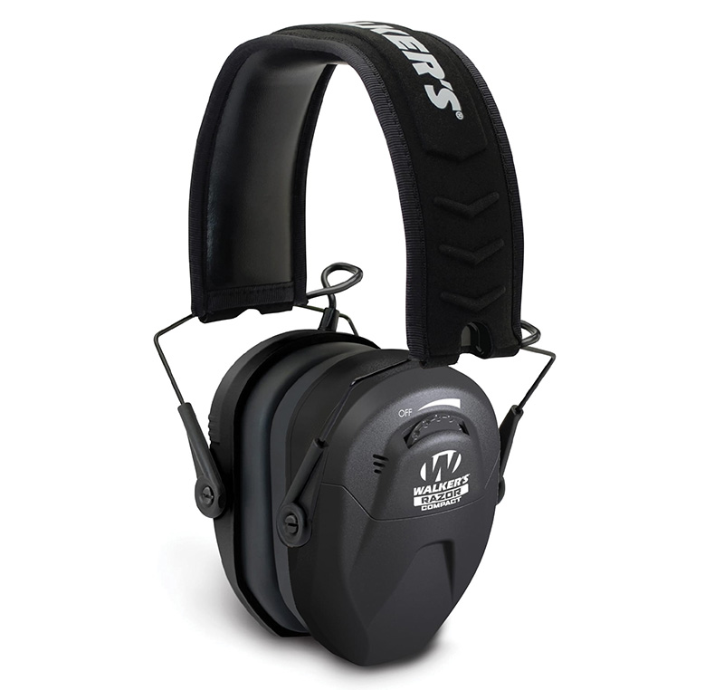Walkers Razor Compact Electronic Earmuff, 23 dB, Black Over-the-Head
