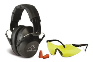 Walkers Passive Low Profile Muff/Goggles/Plug Combo, Over-the-Head, Black