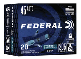 Federal Syntech Defense .45 ACP 205 gr Segmented Hollow Point (SJHP), 20 Rounds Per Box