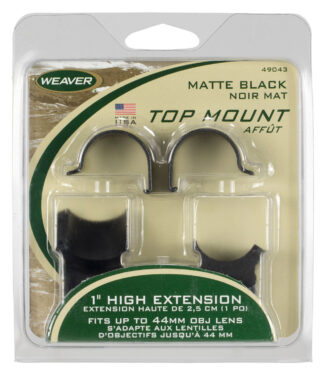 Weaver 49043 Weaver-Style Top Mount Extension Rings, Matte Black, 1 in Extra High