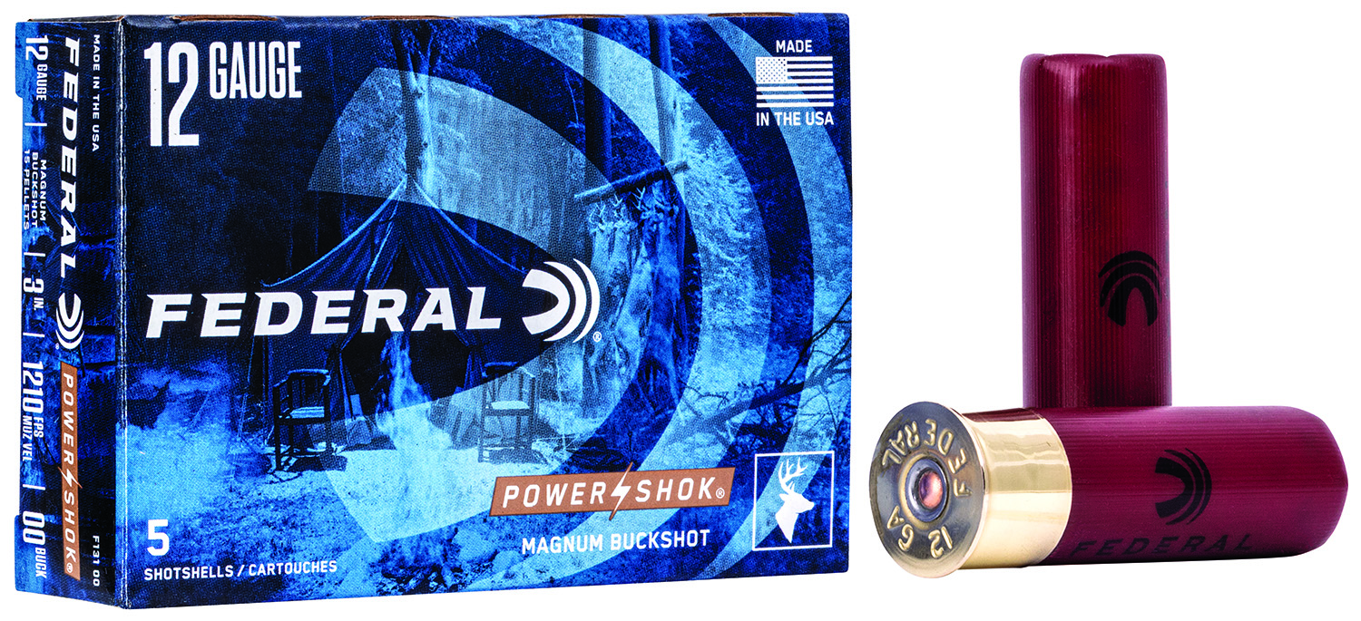 Federal Power-Shok Magnum 12 Gauge 3 in #00 Buck 5 Rounds Per Box