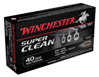 Winchester SuperClean .40 S&W 120 gr Lead Free FMJ Ammo, 50 Rounds Per Box