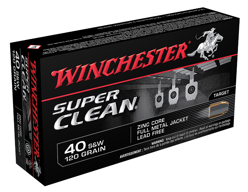 Winchester SuperClean .40 S&W 120 gr Lead Free FMJ Ammo, 50 Rounds Per Box