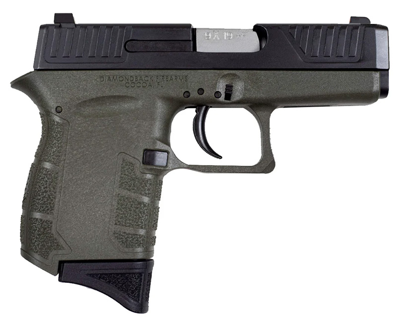 Diamondback DB9 Gen 4 Double Action Only 9mm Micro-Compact Pistol, OD Green, 6 Rounds