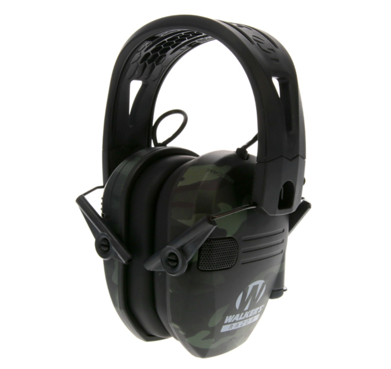 Walkers Razor Tacti-Grip Electronic Earmuff, Over the Head, Multicam Grey