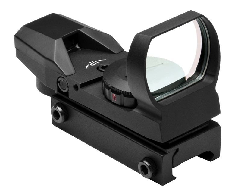 NCStar D4RGB 1x Red/Green 4-Reticle Reflex Sight, Weaver Mount, Black Anodized Aluminum