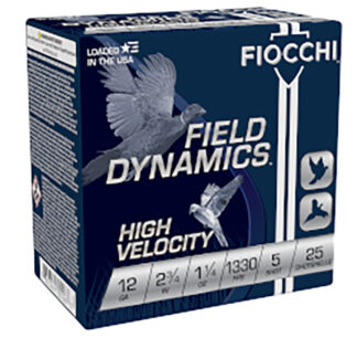 Fiocchi High Velocity 12 Gauge 2.75 in #5 Lead Shot, 1 1/4 oz, 25 Rounds