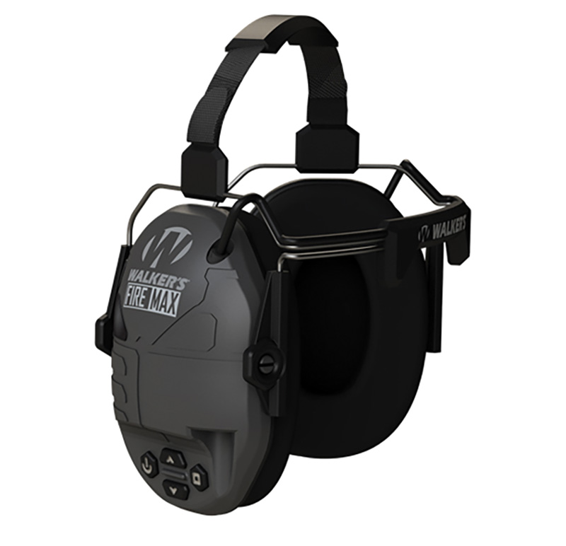 Walkers Firemax Electronic Earmuff, Behind the Neck, Rechargeable, Black Polymer