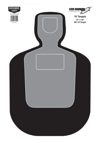 Birchwood Casey EZE-Scorer BC-19 Hanging Silhouette Target 12 x 18 Black/Gray/White, 100 Pack