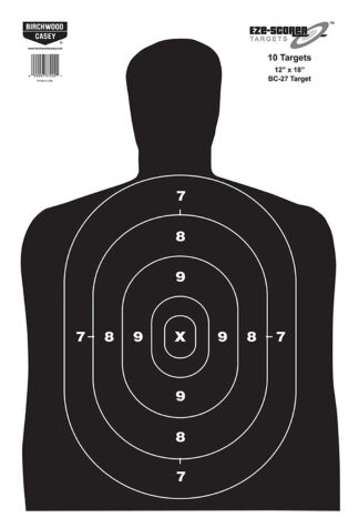 Birchwood Casey EZE-Scorer BC-27 Hanging Silhouette Paper Target 12 x 18 Black/White (100-Pack)
