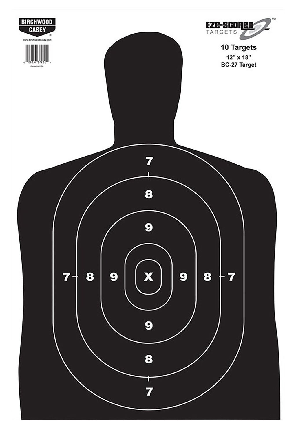 Birchwood Casey EZE-Scorer BC-27 Hanging Silhouette Paper Target 12 x 18 Black/White (100-Pack)