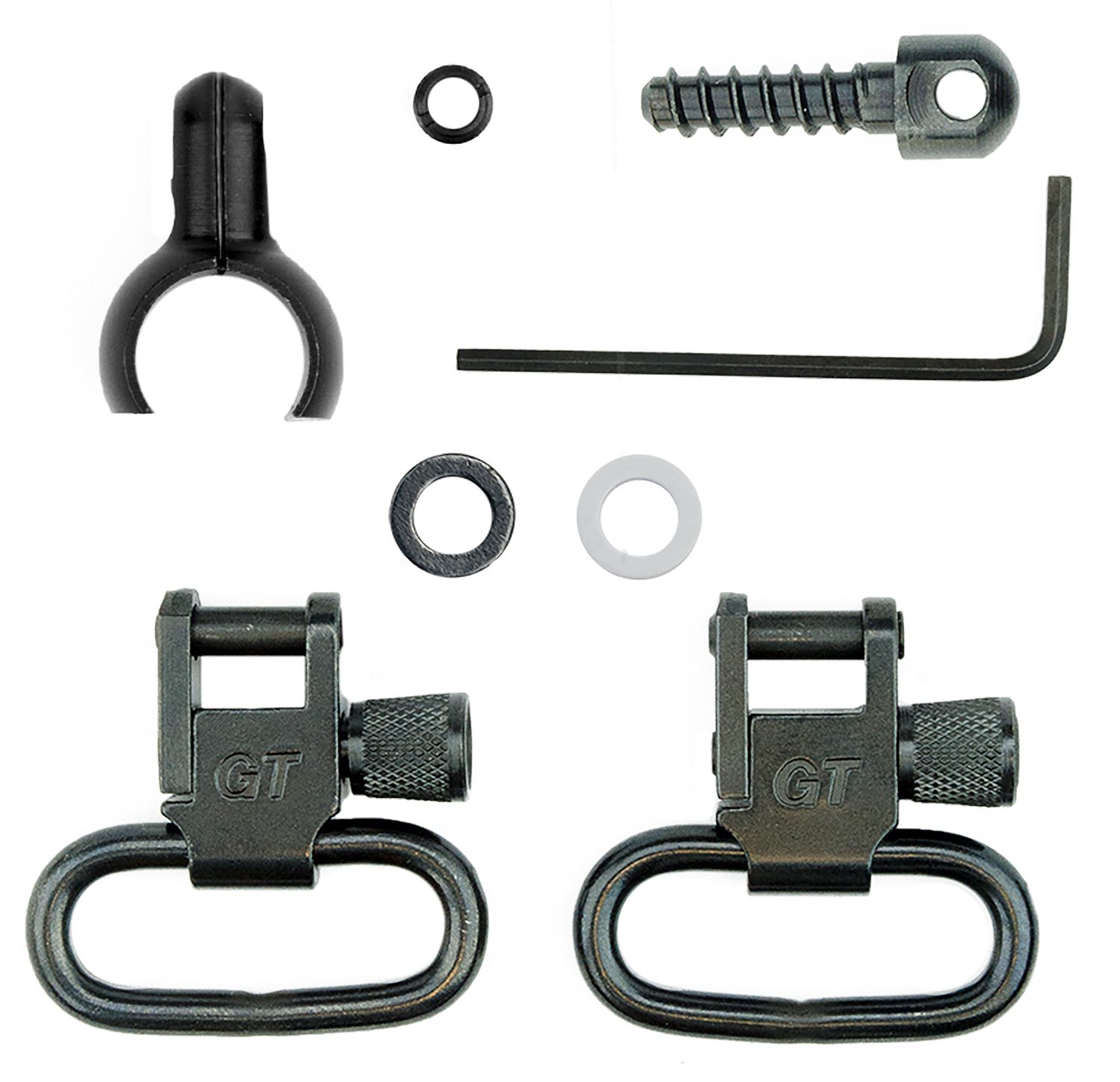 GrovTec GTSW46 Barrel Band Swivel Set for Shotgun 2-Piece Band, .800"-.850" Black Steel