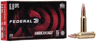 Federal American Eagle 6.8mm Remington SPC 115gr Full Metal Jacket Ammo, 20 Rounds