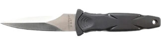 SW Knives H.R.T. 3.50" Fixed Spear Point Knife, Black TPR Handle, Includes Sheath