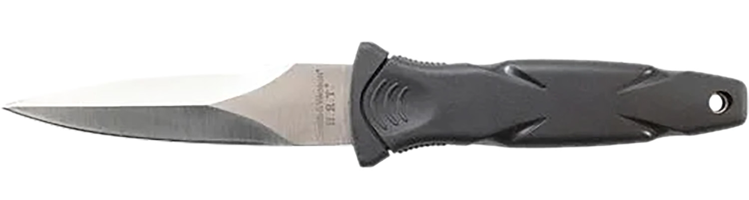 SW Knives H.R.T. 3.50" Fixed Spear Point Knife, Black TPR Handle, Includes Sheath
