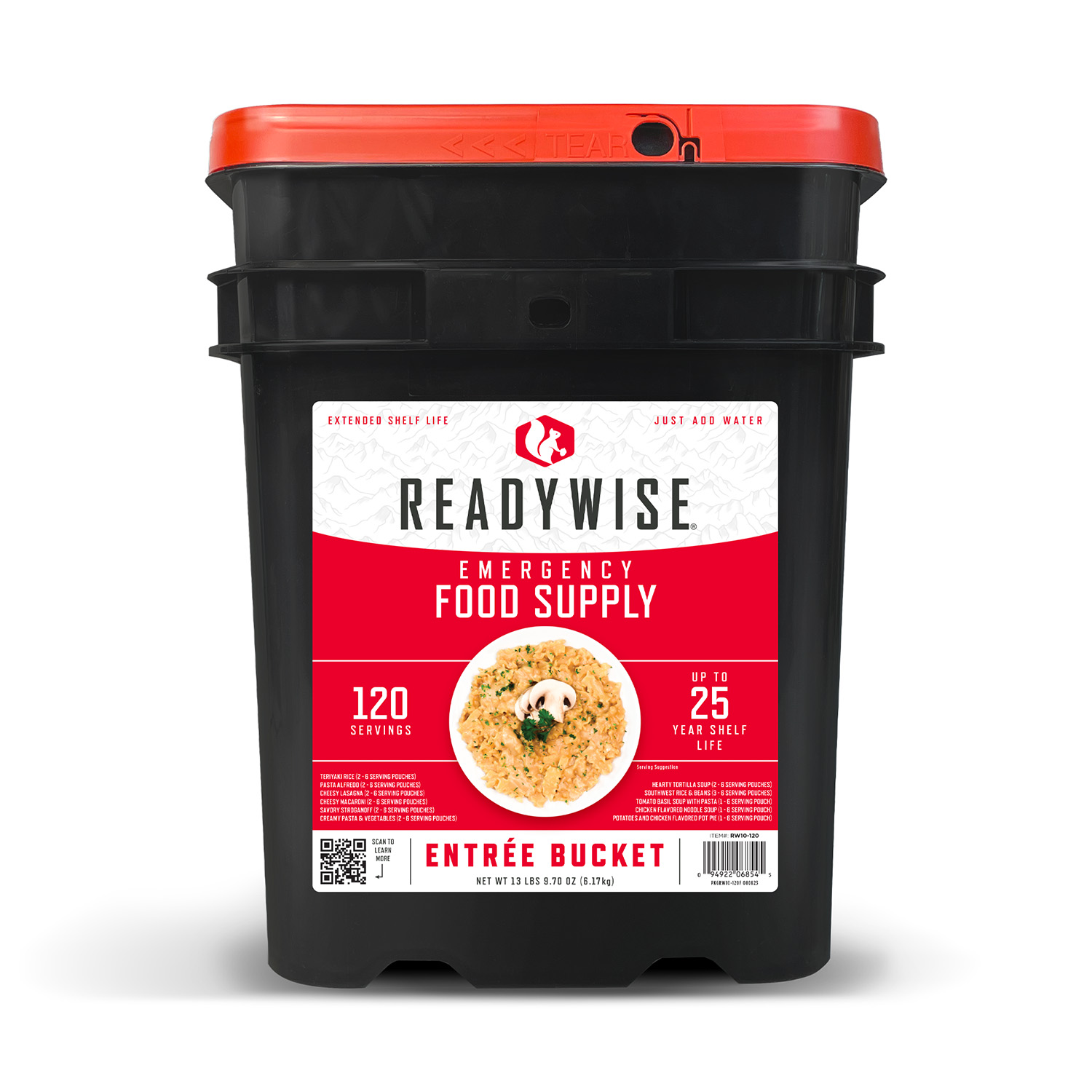Readywise Emergency Food Kit Freeze-Dried/Dehydrated Meals, 120 Servings Per Bucket