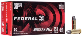 Federal American Eagle .38 Special 158 Grain Lead Round Nose (LRN) Ammo, 50 Rounds