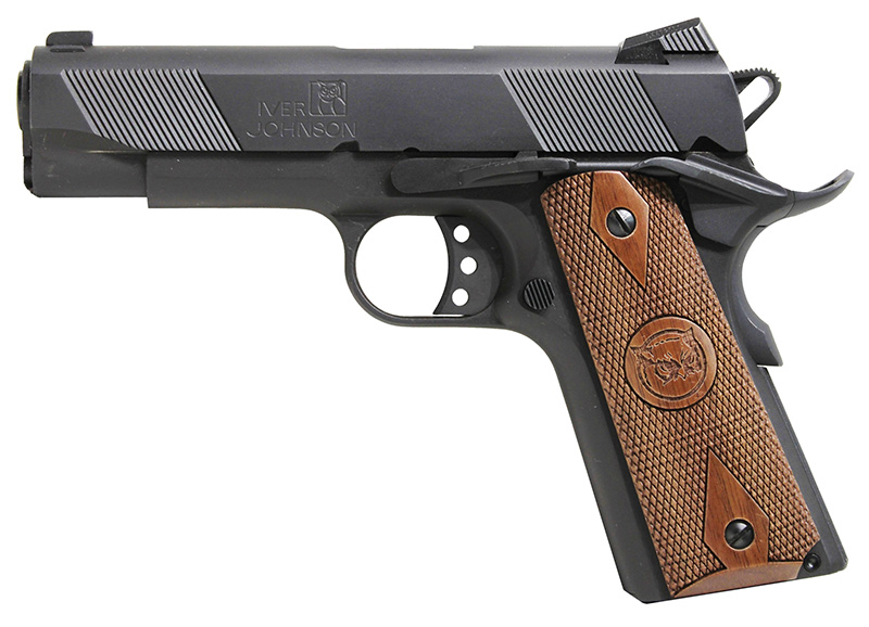 Iver Johnson Hawk 9mm 4.25 in Matte Blued Revolver? No, Semi-Auto 9rd Walnut Grips