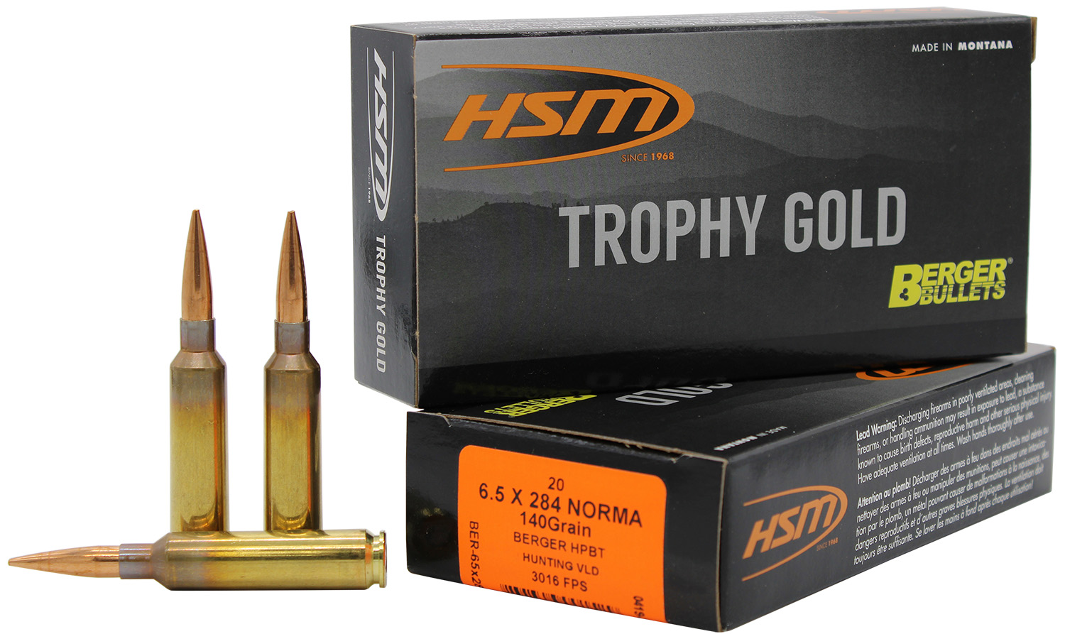 HSM Trophy Gold 6.5x284 Norma 140 gr Berger VLD Match Hunting 20-Round Box