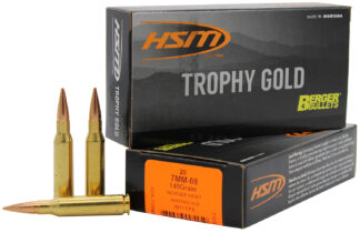 HSM 7MM08140VLD Trophy Gold 7mm-08 Remington 140 gr Berger VLD Match HPBT, 20 Rounds