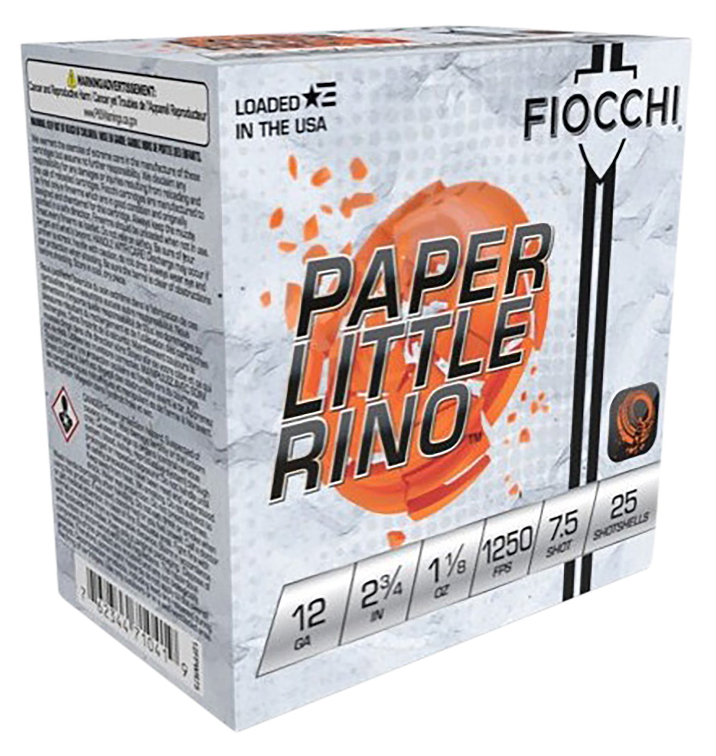 Fiocchi Paper Little Rino Extrema 12 Gauge #7.5 Lead Shot 2.75 in, 1 1/8 oz, 25 Rounds