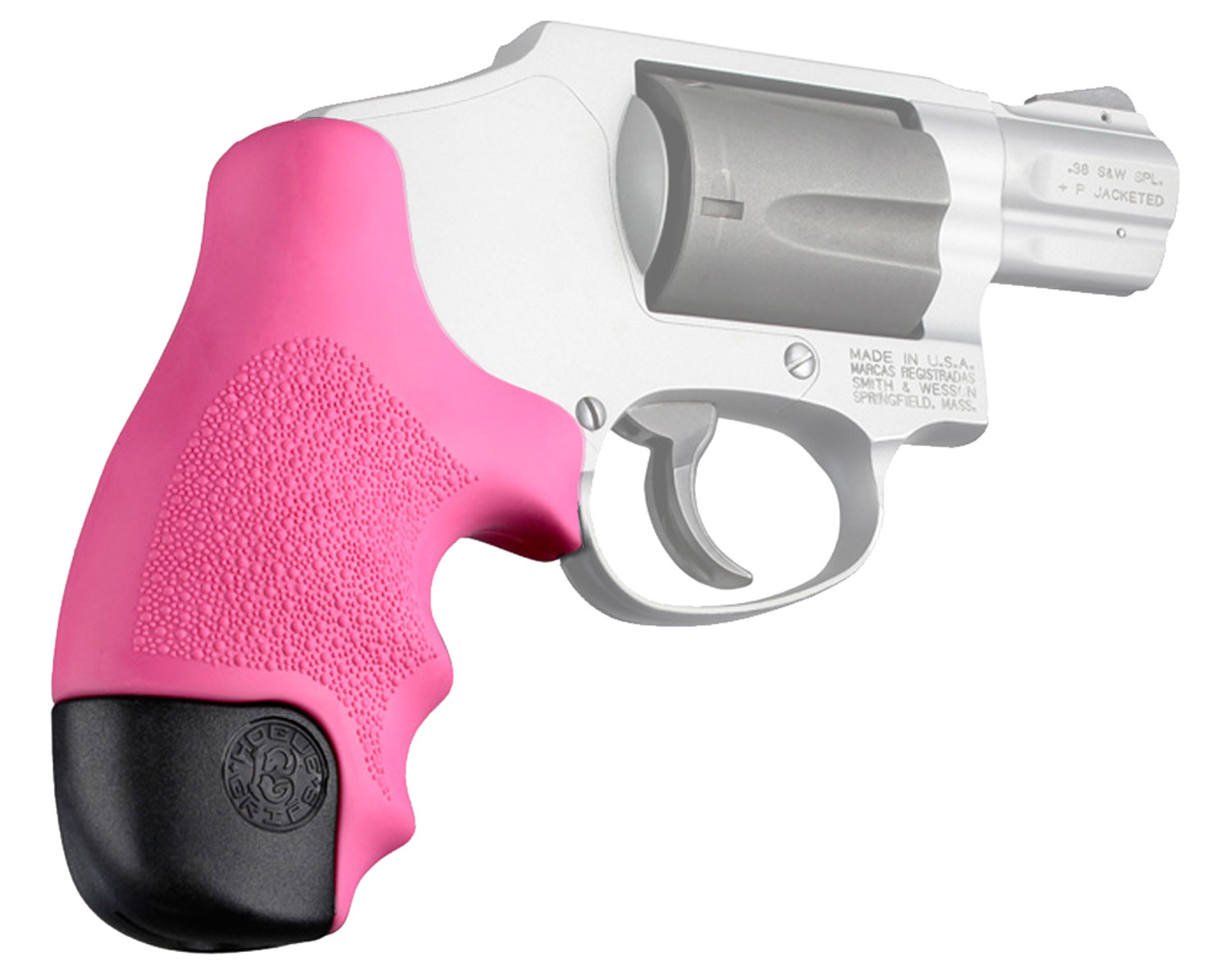 Hogue OverMolded Tamer Grip with Cobblestone Texture, Pink, for S&W J Frame Centennial Round Butt