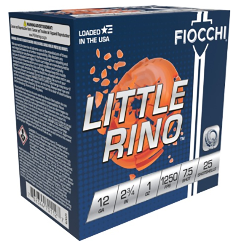 Fiocchi Little Rino 12 Gauge 2-3/4 in 1 oz #7.5 Shot, 25 Rounds Per Box