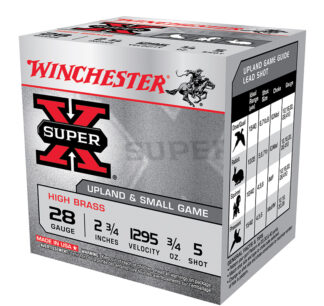 Winchester Super-X 28 Gauge 2.75 in 3/4 oz #5 Lead Shot, High Brass (25 Rounds)