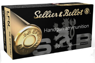 Sellier & Bellot SB38L .38 Special 158 gr Lead Flat Nose (LFN) Ammo, 50 Rounds/Box