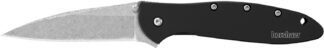 Kershaw Leek 1660SWBLK 3 in 14C28N Steel Drop Point Folding Pocket Knife Black Anodized Aluminum