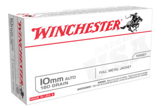 Winchester USA 10mm 180gr Full Metal Jacket Ammo, 50 Rounds, Brass