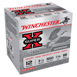 Winchester Super-X 12 Gauge 3.5" BB High Velocity Steel Shot Shells, 1-3/8 oz, 25 Rounds