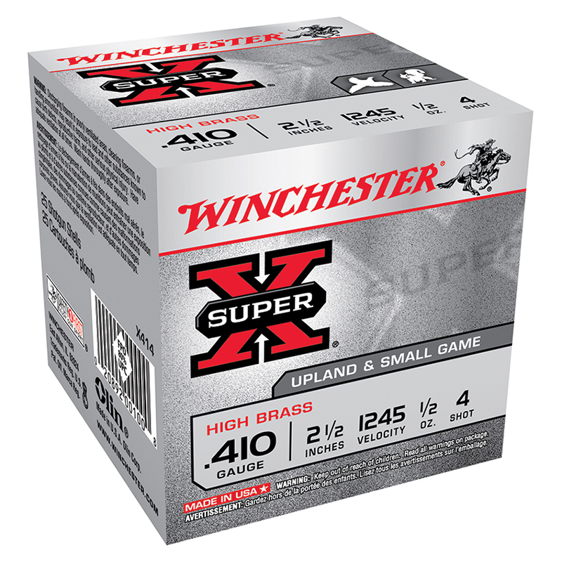 Winchester Super-X .410 Bore 2.5 in 1/2 oz #4 Shot High Brass 25 Rounds
